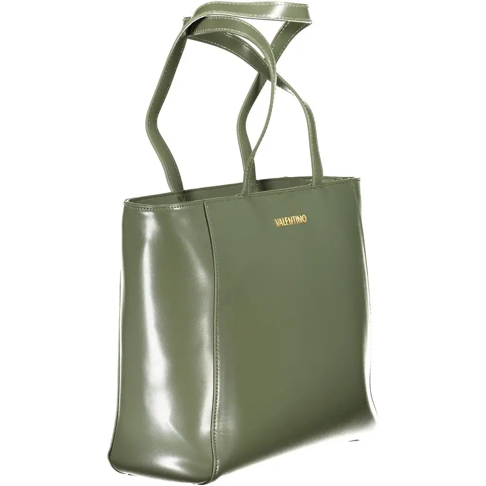 Valentino bags olivgrøn patentlæder taske med guldlogo, 100% originale brands
