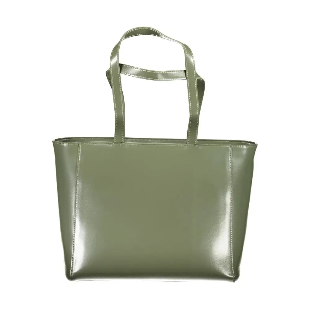 Valentino bags olive green patent læder taske med struktur og handtag