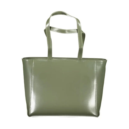 Valentino bags olive green patent læder taske med struktur og handtag
