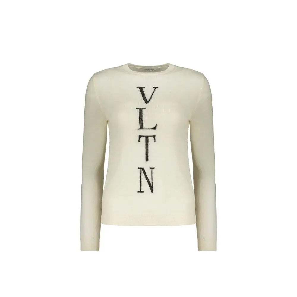 Valentino beige virgin wool sweatshirt with cream color and black VLNT lettering