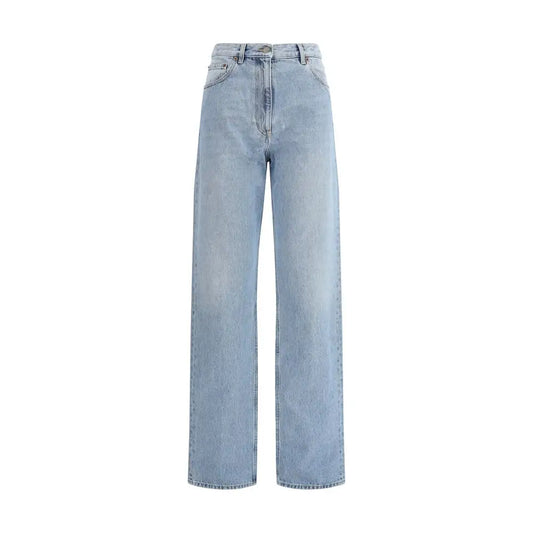 Valentino cotton five-pocket jeans i lysvask med høj talje og wide-leg snit