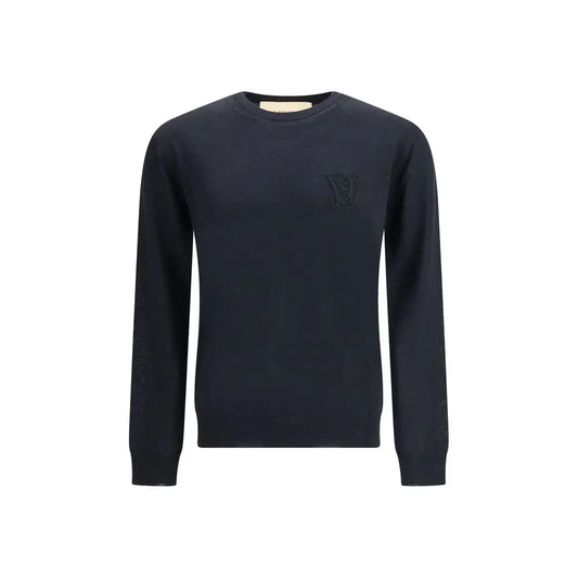 Mørk marineblå Valentino virgin wool sweater med subtil logo