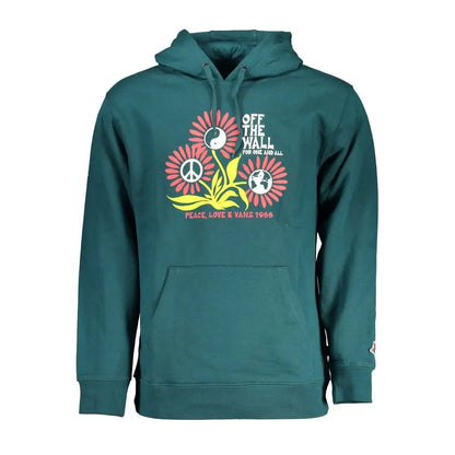 Teal Vans-hoodie med blomstermotiv, pink kronblade og fredstegn. Spar 30-70% på mode