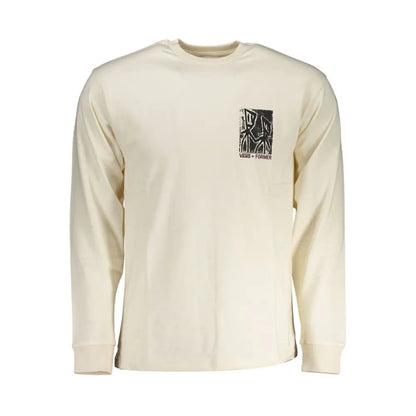 Vans white cotton langærmet herret-shirt med sort og rød grafisk tryk