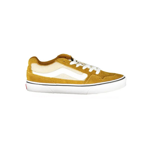 Mustard yellow suede Vans polyester sneakers med hvide snører