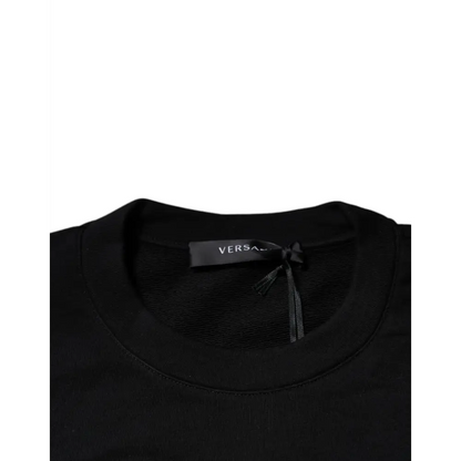Versace Black Medusa Embroidery Crew Neck Pullover Sweater - Sweaters