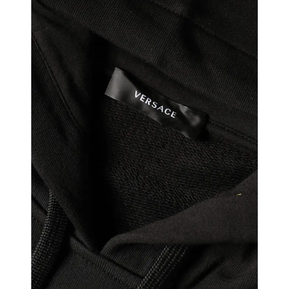 Versace Black Medusa Print Cotton HoodiePullover Sweatshirt Sweater - Sweaters