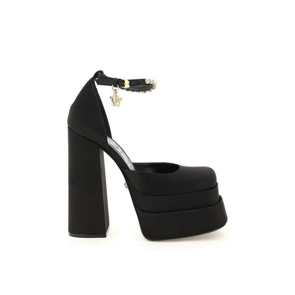 Versace Black Silk Platform Pumps - 40 - Højhælede sko