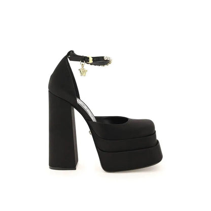 Versace Black Silk Platform Pumps - 40 - Højhælede sko