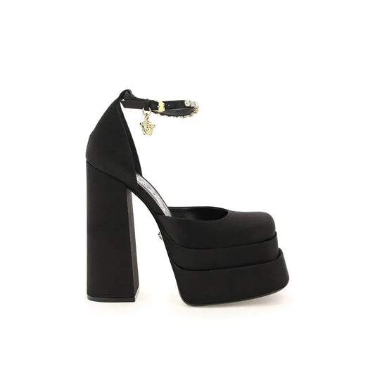 Versace Black Silk Platform Pumps - 40 - Højhælede sko