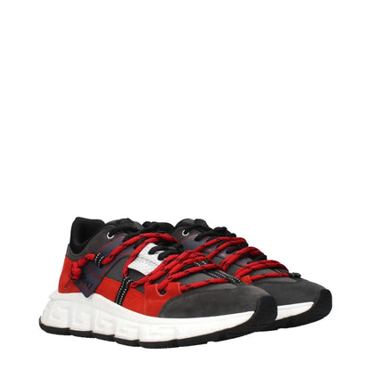 Versace sorte og røde chunky sneakers med hvid sål og grekisk mønster