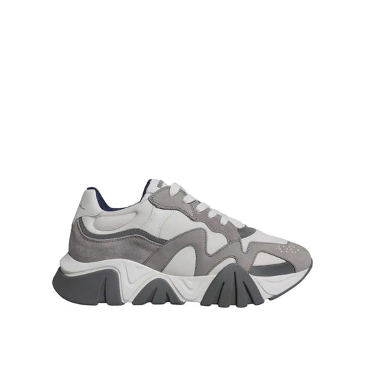 Versace Grey Leather Neoprene Chunky Low Top Squalo Sneakers Shoes
