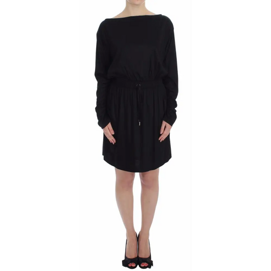 Versace jeans modal silk kjole med drawstring talje og pleated nederdel