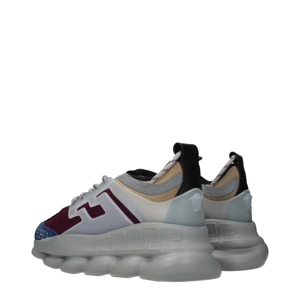 Versace multicolor fabric chunky sneakers in white, maroon, blue