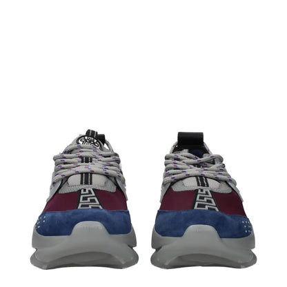 Versace multicolor fabric chunky sneakers med maroon og blå