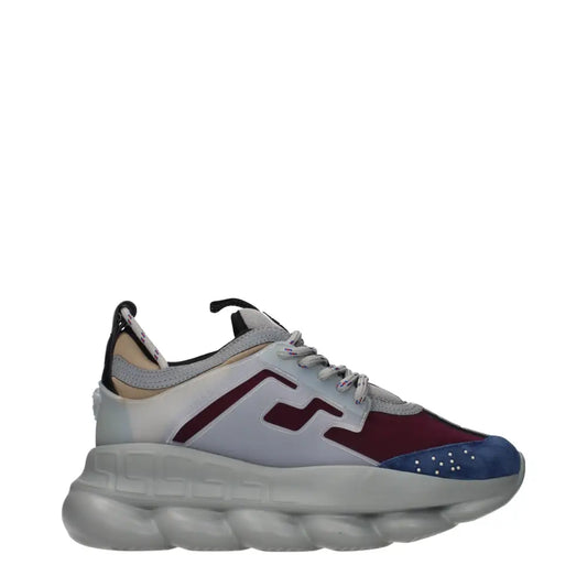 Versace multicolor fabric chunky sneakers in grå, maroon og blå