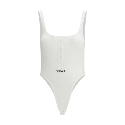 Versace hvid bomuldstop med tynd strop og knapforlukning, 100% originale brands