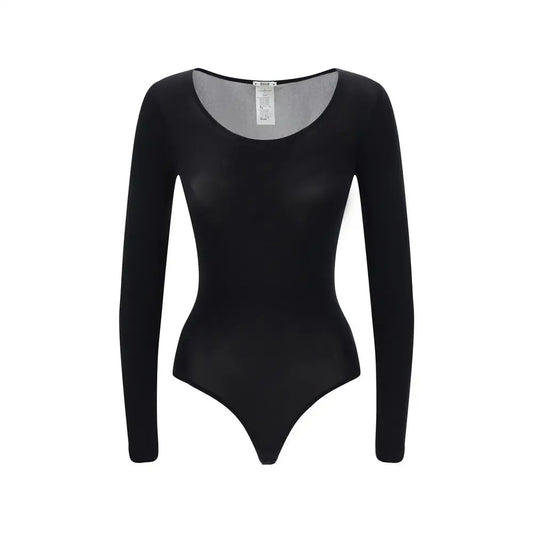 Wolford black polyamide top: langærmet bodysuit med scoop-hals