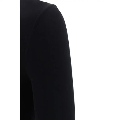 Wolford black polyamide top med sort velvetslærmæve og subtil glans