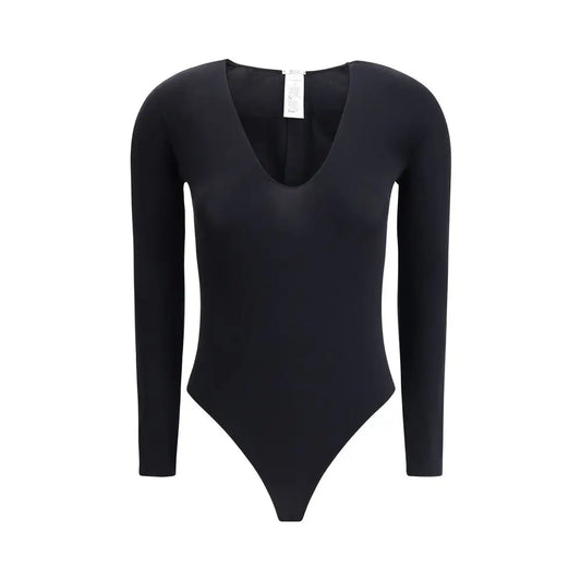 Wolford V-Neck Bodysuit: sort langærmet med dyb V-udskæring, spar 30-70% på mode