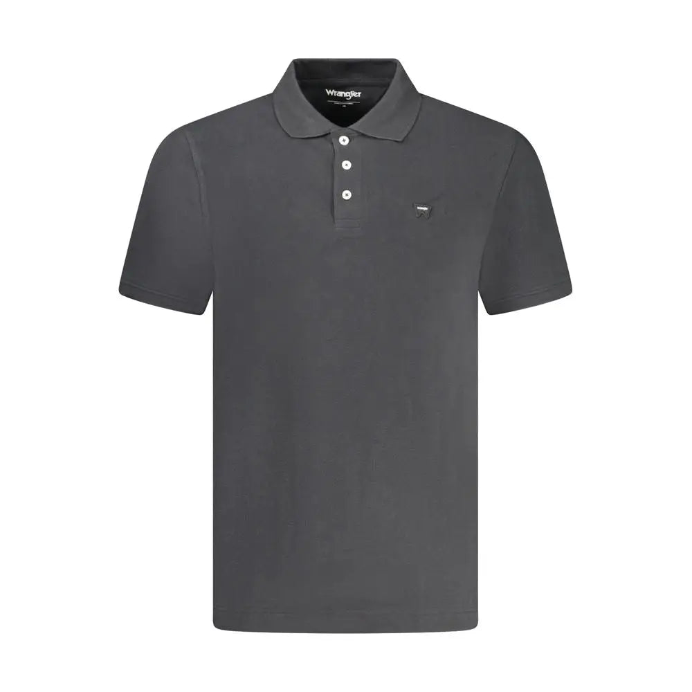 Wrangler black cotton polo shirt, mørkegrå med hvide knapper og logo