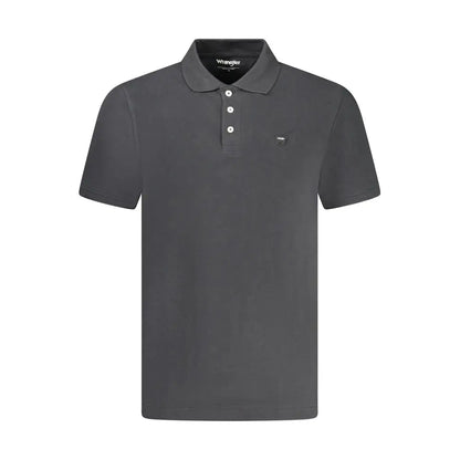 Wrangler black cotton polo shirt, mørkegrå med hvide knapper og logo