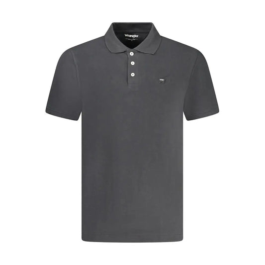 Wrangler black cotton polo shirt, mørkegrå med hvide knapper og logo