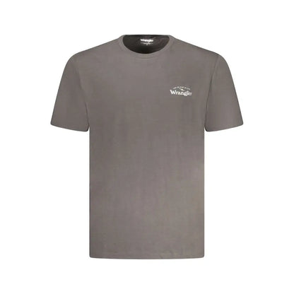 Wrangler black cotton t-shirt med gråt stof og hvidt logo på venstre bryst
