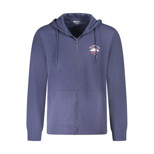 Wrangler blue cotton sweater: navy zip-up hoodie med hvid-rød logo